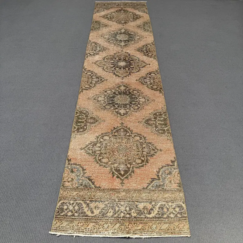 Orange Abstract Rug, 2,2x11,4 ft Vibrant Decor