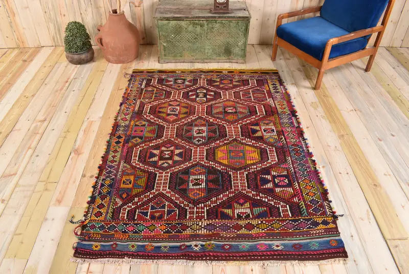 Red Ombré Rug, 4,9x6,7 ft Chic Living Room Accent