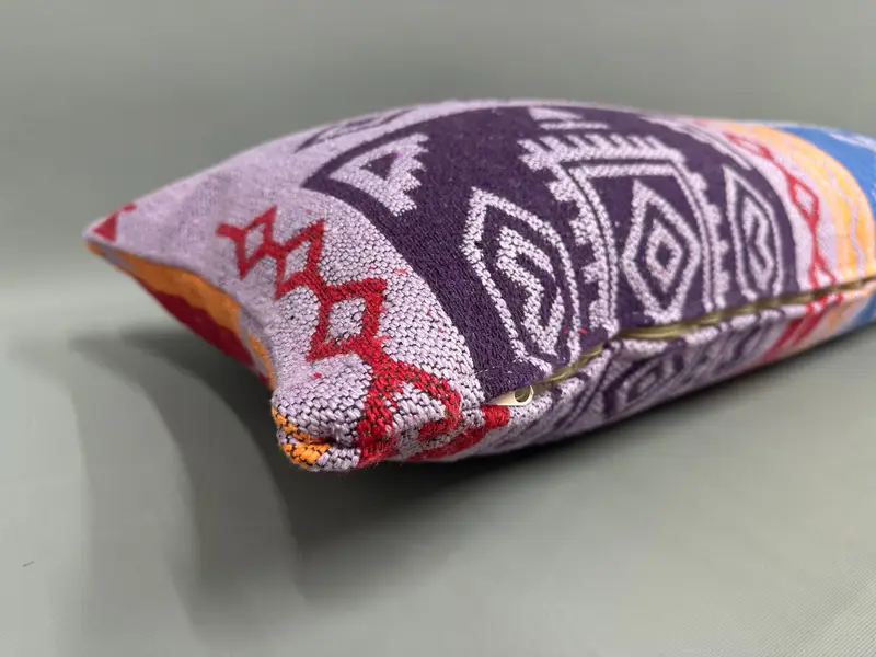 Vintage Kilim Throw Pillow, Pillow for Sofa, Pillow Cover, Retro Pillow Sham, Ikat Pillow Cover, Boho Pillow Sham Cover, 16x36 Purple Pillow Case - 6