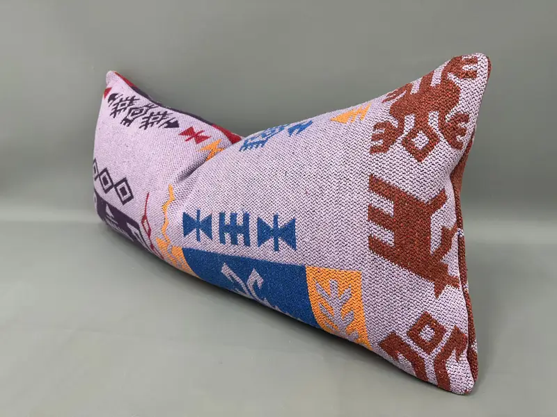 Vintage Kilim Throw Pillow, Pillow for Sofa, Pillow Cover, Retro Pillow Sham, Ikat Pillow Cover, Boho Pillow Sham Cover, 16x36 Purple Pillow Case - 3