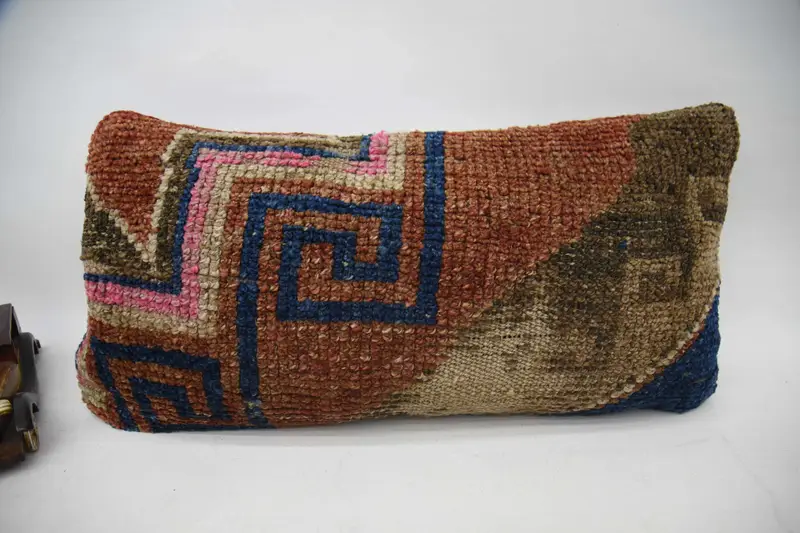 Handmade Kilim Cushion, Retro Throw Pillow, Turkish Kilim Pillow, 12x24 Pink Cushion, Ethnical Kilim Rug Pillow, Car Pillow Case, Pillow Case - 1