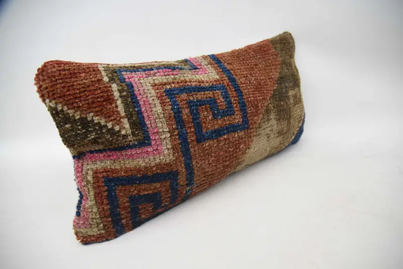 Handmade Kilim Cushion, Retro Throw Pillow, Turkish Kilim Pillow, 12x24 Pink Cushion, Ethnical Kilim Rug Pillow, Car Pillow Case, Pillow Case - 3