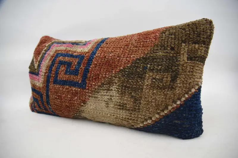 Handmade Kilim Cushion, Retro Throw Pillow, Turkish Kilim Pillow, 12x24 Pink Cushion, Ethnical Kilim Rug Pillow, Car Pillow Case, Pillow Case - 5