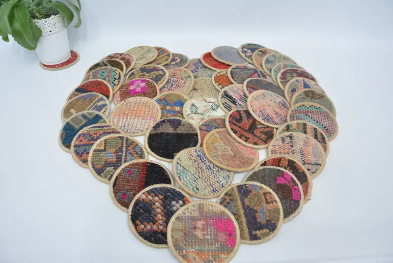 Bohemian Round Coaster, Rainbow Pattern Drink Coaster