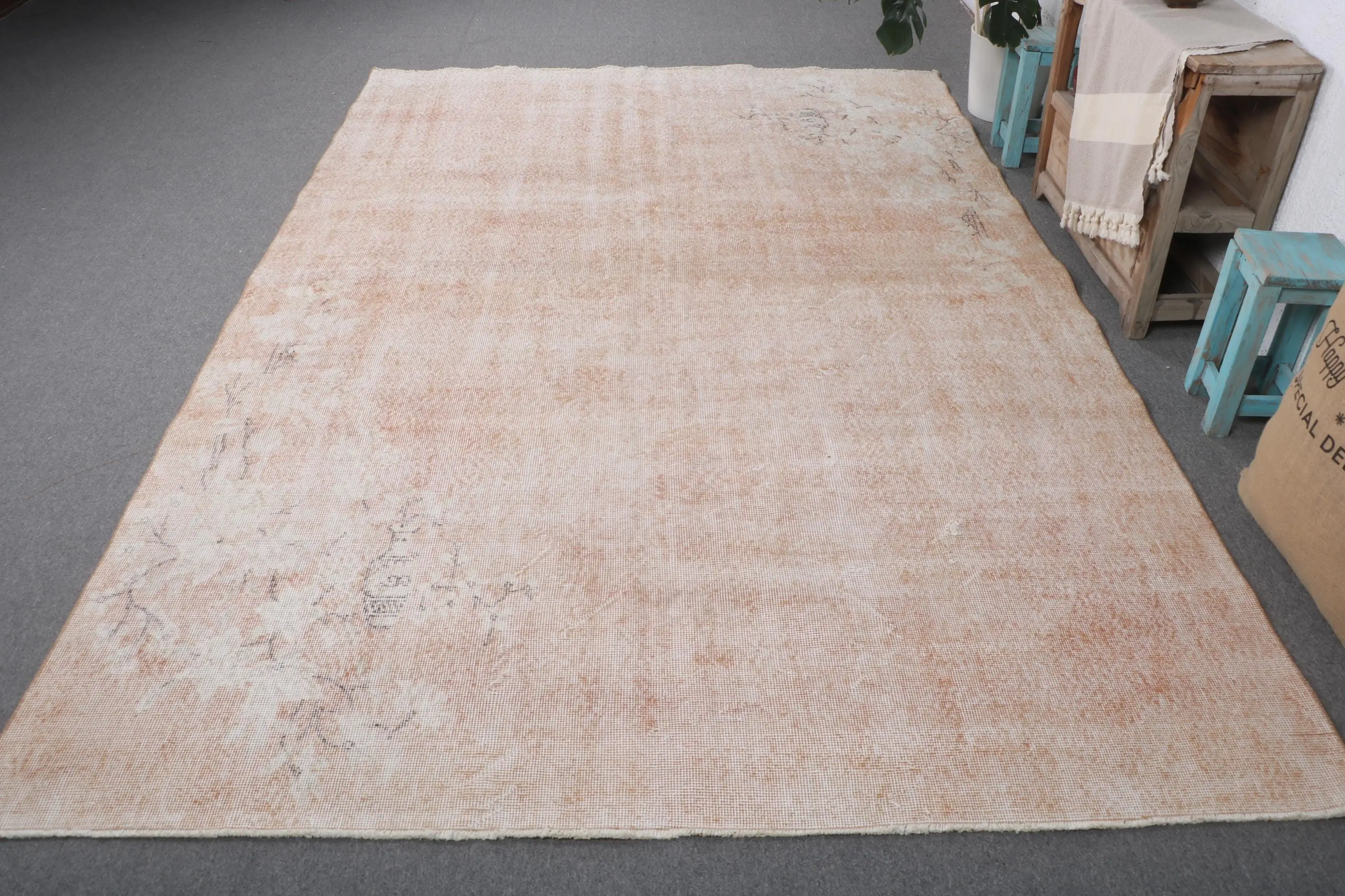 Vintage Halı, Büyük 6.6x9.9 ft Halı, Kahverengi Kamuflaj Halı - 1