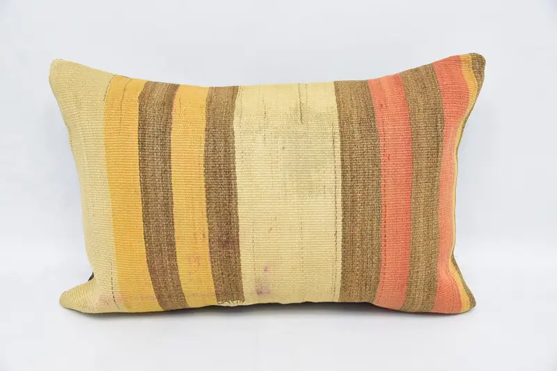 Pillow, Sustainable Pillow Cover, 16x24 Beige Cushion, Interior Designer Pillow, Vintage Kilim Throw Pillow, Handmade Kilim Cushion - 1