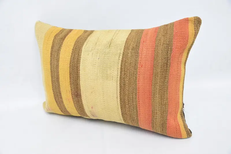 Pillow, Sustainable Pillow Cover, 16x24 Beige Cushion, Interior Designer Pillow, Vintage Kilim Throw Pillow, Handmade Kilim Cushion - 4