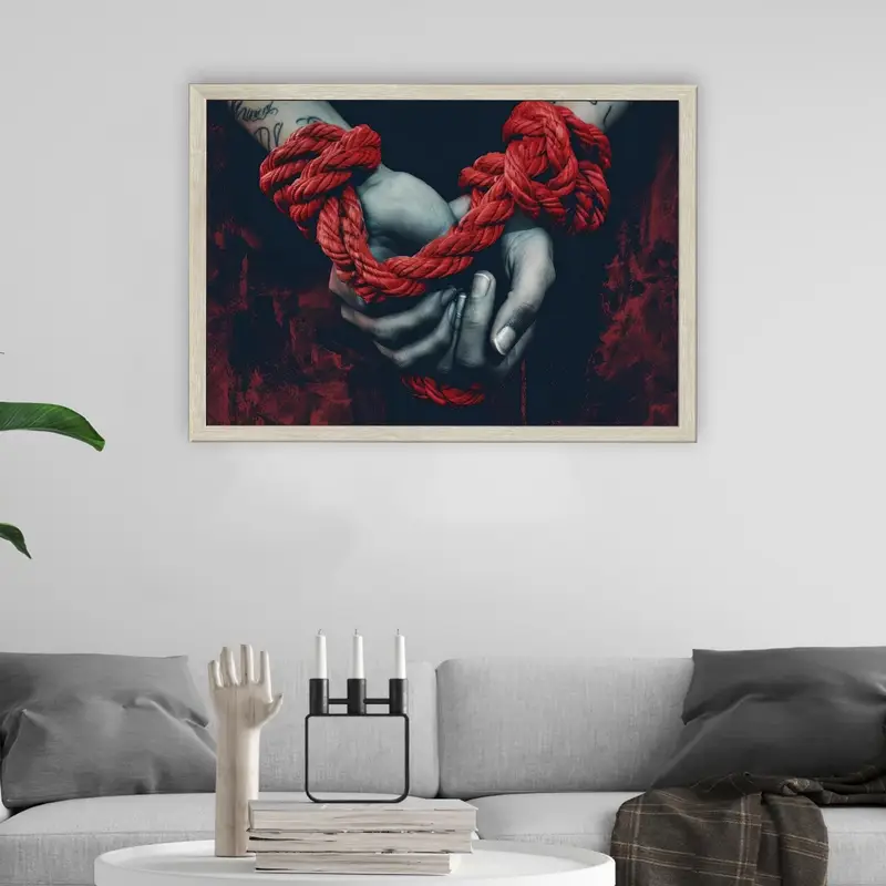 Elegant Printed Glass: Red Rope, Love, Bedroom, Valentine's Gift