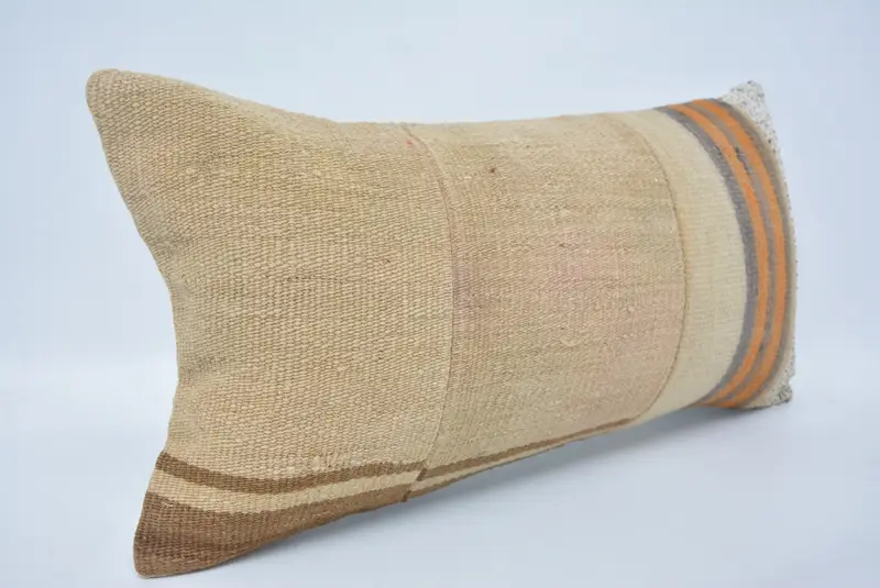 Cushion Case, Outdoor Bolster Cushion Cover, Boho Pillow, Kilim Cushion Sham, 12x24 Beige Cushion, Wholesale Pillow Sham, Kilim Pillow - 3