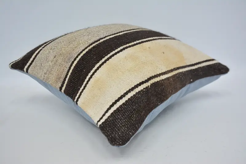 Kilim Pillow, Pillow Case, Handmade Throw Cushion Cover, Vintage Kilim Pillow, Antique Pillows, Nautical Throw Pillow Case, 16x16 Brown Pillow - 6