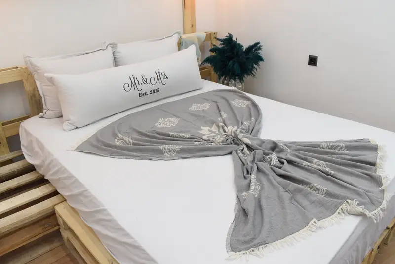 Customized Turkish Blanket, Home Decor Blankets, Housewarming Gift, Wedding Anniversary Gift, Bedspread, Turkish Blanket, 70x60 Cotton Baroque Towel - 8