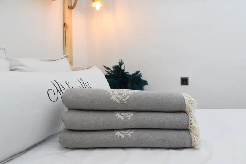 Customized Turkish Blanket, Home Decor Blankets, Housewarming Gift, Wedding Anniversary Gift, Bedspread, Turkish Blanket, 70x60 Cotton Baroque Towel - 2