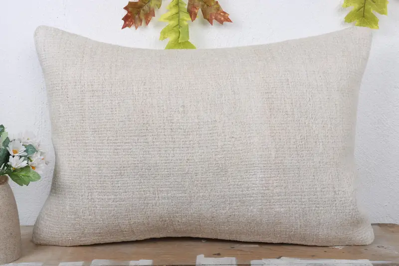 Pillow Cover, Boho Pillow Sham Cover, Rustic Cushion, Antique Pillows, Kilim Cushion Sham, 16x24 White Cushion Cover, Lounge Throw Pillow Cover - 2