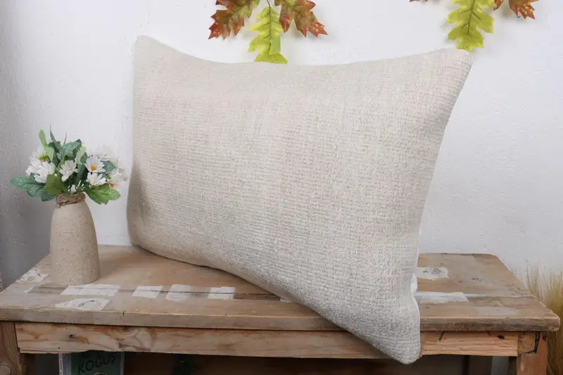 Pillow Cover, Boho Pillow Sham Cover, Rustic Cushion, Antique Pillows, Kilim Cushion Sham, 16x24 White Cushion Cover, Lounge Throw Pillow Cover - 4