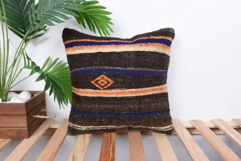 16x16 Purple Pillow, Turkish Kilim Pillow, Pillow for Couch, Outdoor Patio Pillow Case, Vintage Kilim Throw Pillow, Pillow Sham - 1