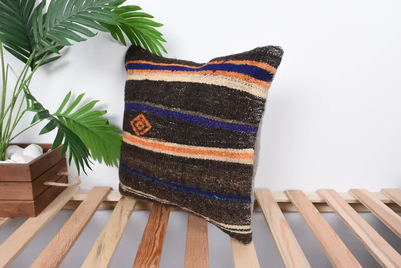 16x16 Purple Pillow, Turkish Kilim Pillow, Pillow for Couch, Outdoor Patio Pillow Case, Vintage Kilim Throw Pillow, Pillow Sham - 5