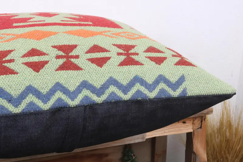 Turkish Kilim Pillow, Throw Kilim Pillow, Pillow Case, Neutral Pillow Cover, Shabby Chic Cushion, 24x24 Red Pillow, Pillow for Couch, Car Cushion - 6