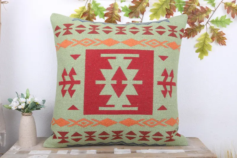 Turkish Kilim Pillow, Throw Kilim Pillow, Pillow Case, Neutral Pillow Cover, Shabby Chic Cushion, 24x24 Red Pillow, Pillow for Couch, Car Cushion - 2
