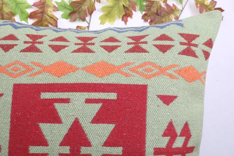 Turkish Kilim Pillow, Throw Kilim Pillow, Pillow Case, Neutral Pillow Cover, Shabby Chic Cushion, 24x24 Red Pillow, Pillow for Couch, Car Cushion - 5