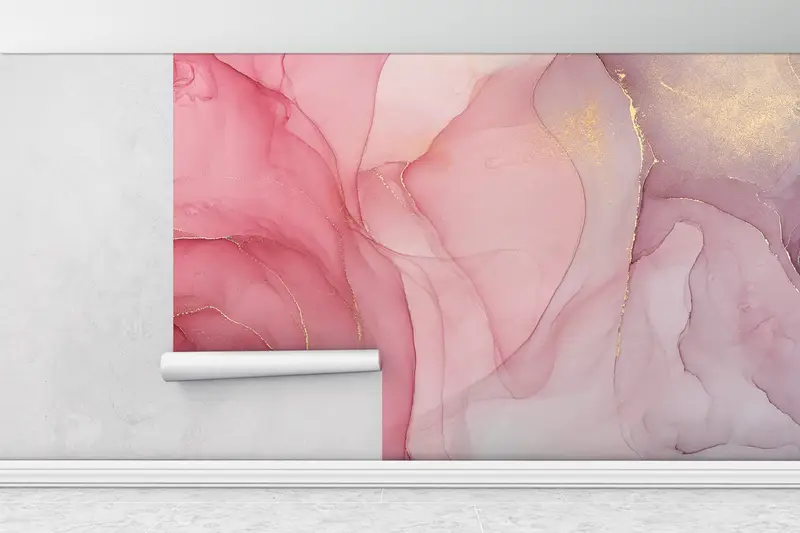 Contemporary Mural, Wall Paper Peel and Stick, 3d Wall Paper, Modern Wall Paper, Pink Marble, Luxury Marble Wall Art, - 1