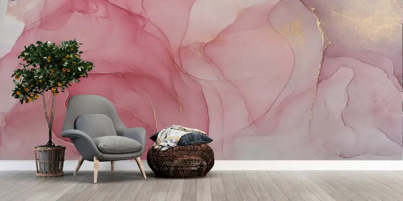 Contemporary Mural, Wall Paper Peel and Stick, 3d Wall Paper, Modern Wall Paper, Pink Marble, Luxury Marble Wall Art, - 6