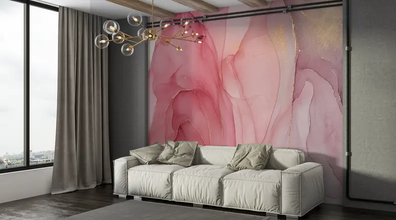 Contemporary Mural, Wall Paper Peel and Stick, 3d Wall Paper, Modern Wall Paper, Pink Marble, Luxury Marble Wall Art, - 5