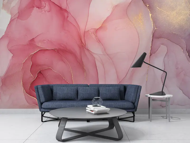 Contemporary Mural, Wall Paper Peel and Stick, 3d Wall Paper, Modern Wall Paper, Pink Marble, Luxury Marble Wall Art, - 4