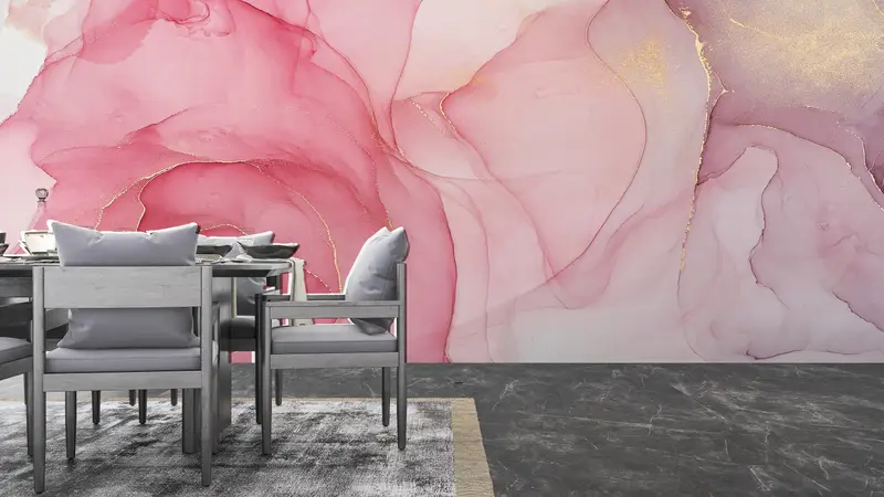 Contemporary Mural, Wall Paper Peel and Stick, 3d Wall Paper, Modern Wall Paper, Pink Marble, Luxury Marble Wall Art, - 3