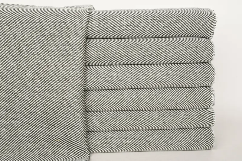 ストライプオーガニックコットンハンドタオル、ベージュ、18x36インチ - 1