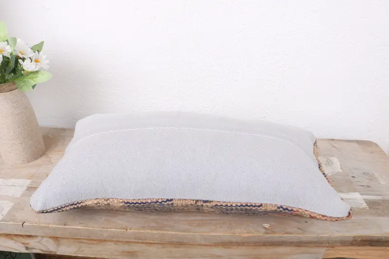Vintage Kilim Throw Pillow, Neutral Throw Cushion Cover, Gift Pillow, Antique Pillows, 8x16 Blue Cushion, Pillow Case, Neutral Pillow Case - 7