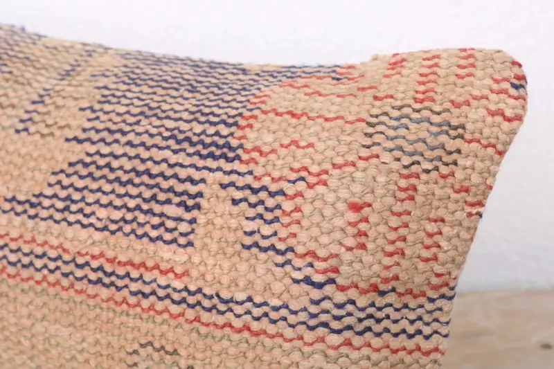 Vintage Kilim Throw Pillow, Neutral Throw Cushion Cover, Gift Pillow, Antique Pillows, 8x16 Blue Cushion, Pillow Case, Neutral Pillow Case - 5