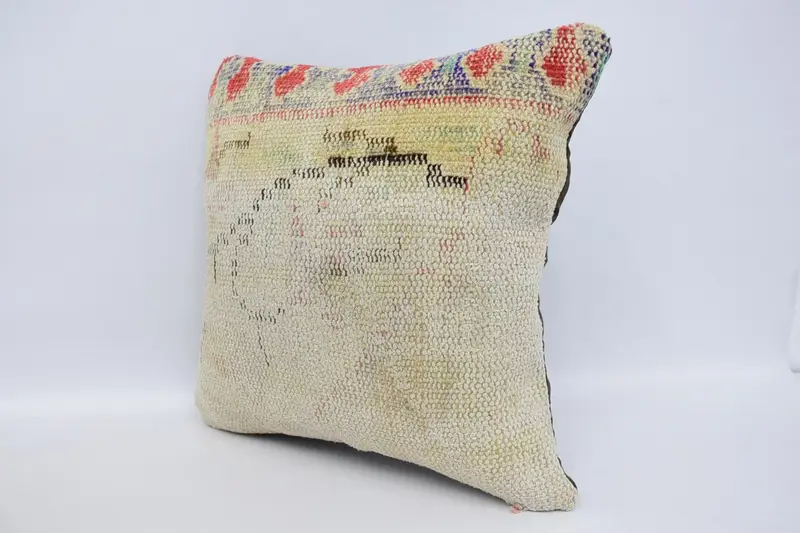 Turkish Pillow, Ethnic Pillow Cover Pillow Sham, Cushion, Vintage Kilim Pillow, 16x16 White Cushion Cover, Turkish Kilim Pillow - 4