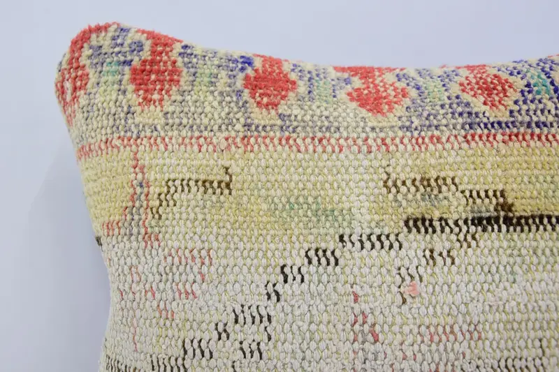 Turkish Pillow, Ethnic Pillow Cover Pillow Sham, Cushion, Vintage Kilim Pillow, 16x16 White Cushion Cover, Turkish Kilim Pillow - 2