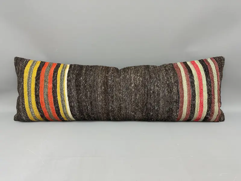 16x48 Brown Cushion Case, Kilim Pillow, Vintage Kilim Pillow, Ethnic Cushion Case, Pillow, Lounge Throw Pillow Case, Pillow for Sofa - 4