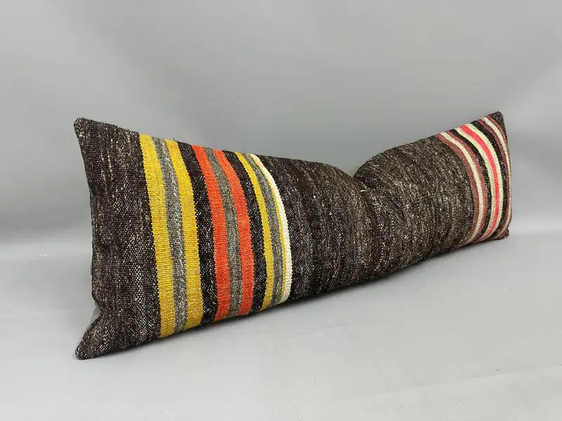 16x48 Brown Cushion Case, Kilim Pillow, Vintage Kilim Pillow, Ethnic Cushion Case, Pillow, Lounge Throw Pillow Case, Pillow for Sofa - 2