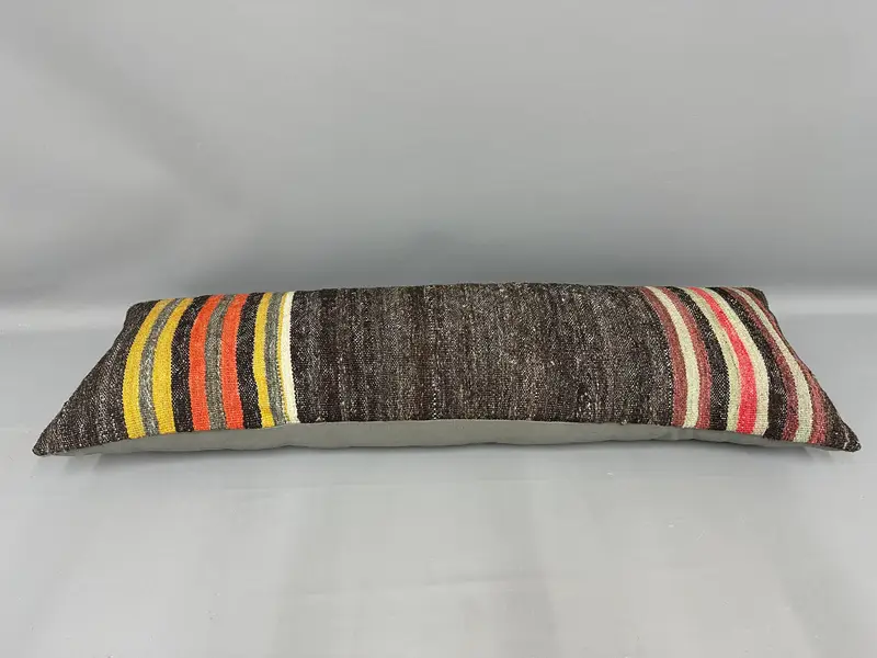 16x48 Brown Cushion Case, Kilim Pillow, Vintage Kilim Pillow, Ethnic Cushion Case, Pillow, Lounge Throw Pillow Case, Pillow for Sofa - 7