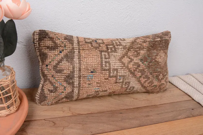 Orange & Beige Southwestern besticktes Kissen, vielseitiges 10x20 Wurfkissen