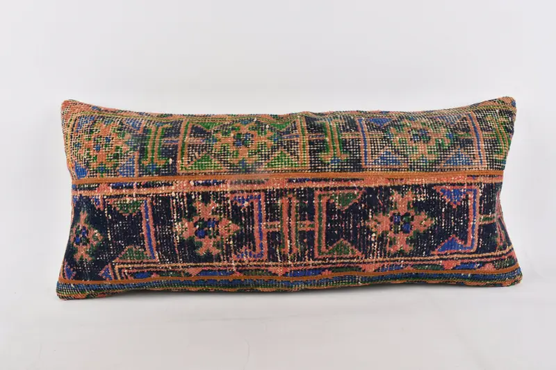 Couch Cushion Case, 16x36 Blue Pillow Cover, Cushion Cover, Turkish Kilim Pillow, Home Decor Pillow, Meditation Pillow Cover, Kilim Pillow - 1