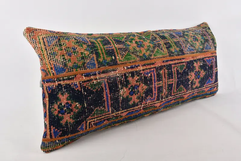 Couch Cushion Case, 16x36 Blue Pillow Cover, Cushion Cover, Turkish Kilim Pillow, Home Decor Pillow, Meditation Pillow Cover, Kilim Pillow - 3