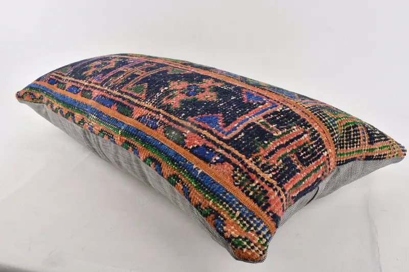 Couch Cushion Case, 16x36 Blue Pillow Cover, Cushion Cover, Turkish Kilim Pillow, Home Decor Pillow, Meditation Pillow Cover, Kilim Pillow - 6