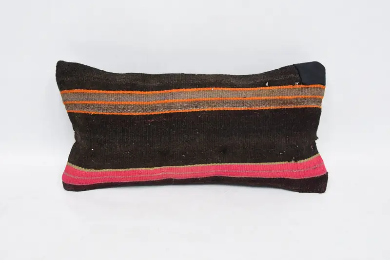 Kilim Pillow Cover, Boho Chic Pillow Case, Boho Pillow, Muted Cushion Cover, Throw Kilim Pillow, 8x16 Brown Pillow Case, Cushion Case - 1