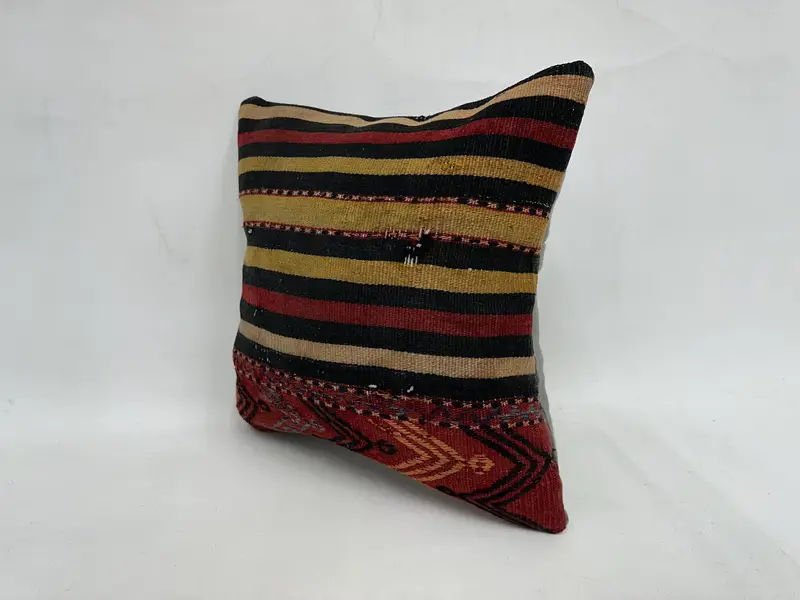 Designer Throw Cushion Cover, Accent Pillow, Boho Pillow Sham Cover, Throw Kilim Pillow, Cushion, Vintage Kilim Pillow, 18x18 Red Cushion Cover - 4