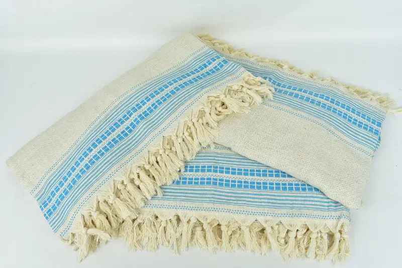 Beach Theme Wedding Gift, Woven Throw Blanket, Wedding Favors, Bridesmaid Gifts, Bachelorette Favor, Organic Throw, 96x94 Linen Striped Towel - 6
