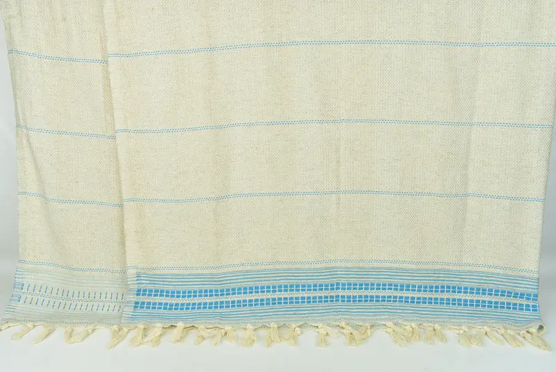 Beach Theme Wedding Gift, Woven Throw Blanket, Wedding Favors, Bridesmaid Gifts, Bachelorette Favor, Organic Throw, 96x94 Linen Striped Towel - 7