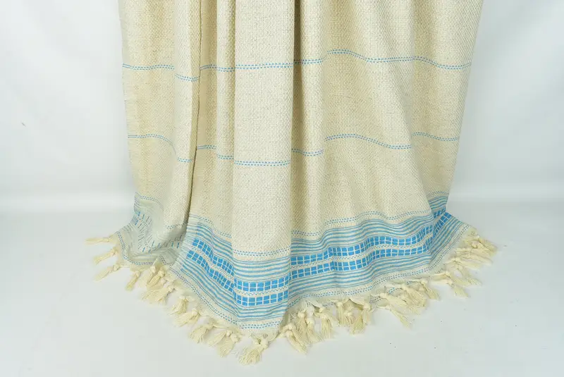 Beach Theme Wedding Gift, Woven Throw Blanket, Wedding Favors, Bridesmaid Gifts, Bachelorette Favor, Organic Throw, 96x94 Linen Striped Towel - 8