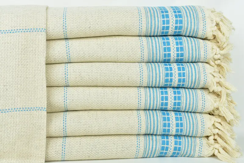 Beach Theme Wedding Gift, Woven Throw Blanket, Wedding Favors, Bridesmaid Gifts, Bachelorette Favor, Organic Throw, 96x94 Linen Striped Towel - 1