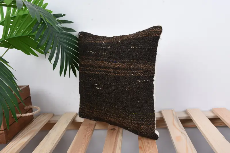 Boho Pillow, Kilim Pillow Cover, Pillow, Traditional Cushion Cover, Home Decor Pillow, 12x12 Brown Cushion Cover, Luxury Pillow Sham - 5