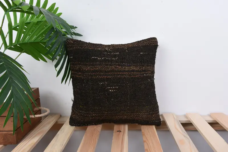 Boho Pillow, Kilim Pillow Cover, Pillow, Traditional Cushion Cover, Home Decor Pillow, 12x12 Brown Cushion Cover, Luxury Pillow Sham - 1