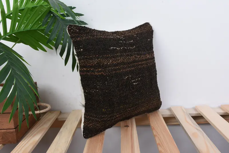 Boho Pillow, Kilim Pillow Cover, Pillow, Traditional Cushion Cover, Home Decor Pillow, 12x12 Brown Cushion Cover, Luxury Pillow Sham - 4