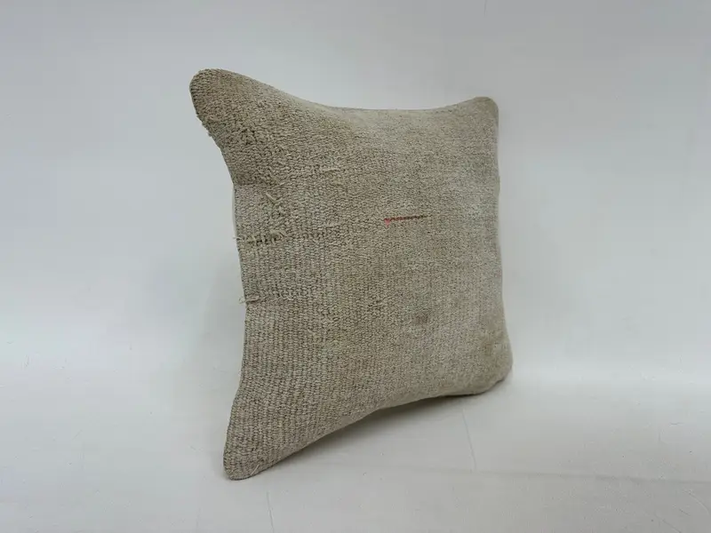 Pillow Sham, 14x14 Beige Pillow Sham, Pillow for Sofa, Nomadic Cushion Cover, Pillow for Couch, Turkish Pillow, Rustic Cushion Cover - 3